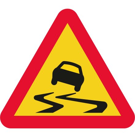 Varning för slirig väg - Varningsskylt