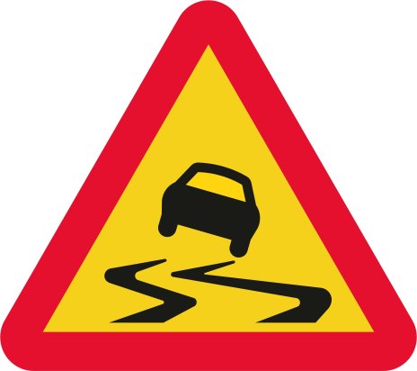 Varning för slirig väg - Varningsskylt