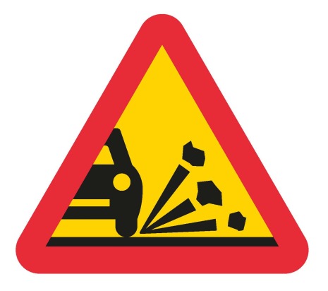 Varning för stenskott - Varningsskylt
