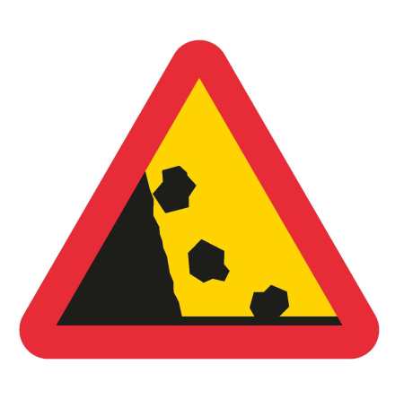 Varning fr stenras - Varningsskylt