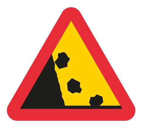 Varning för stenras - Varningsskylt