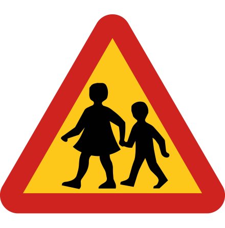 Varning för barn - lekande barn - Varningsskylt