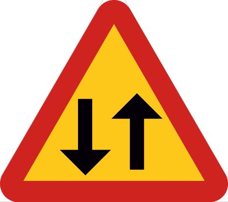 Varning för mötande trafik - Varningsskylt