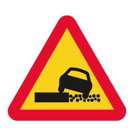 Svag eller hög vägkant - Varningsskylt
