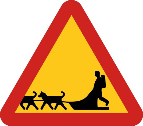 Förspänt dragdjur hund - Varningsskylt