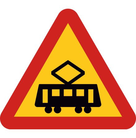 Korsning sprvagn - Varningsskylt