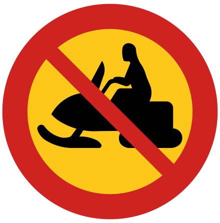 Förbud mot trafik med terrängmotorfordon och terrängsläp - Förbudsskylt