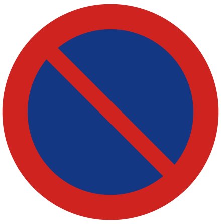 Förbud att parkera fordon - Förbudsskylt
