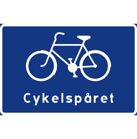 Cykelledsskylt, symbol + text